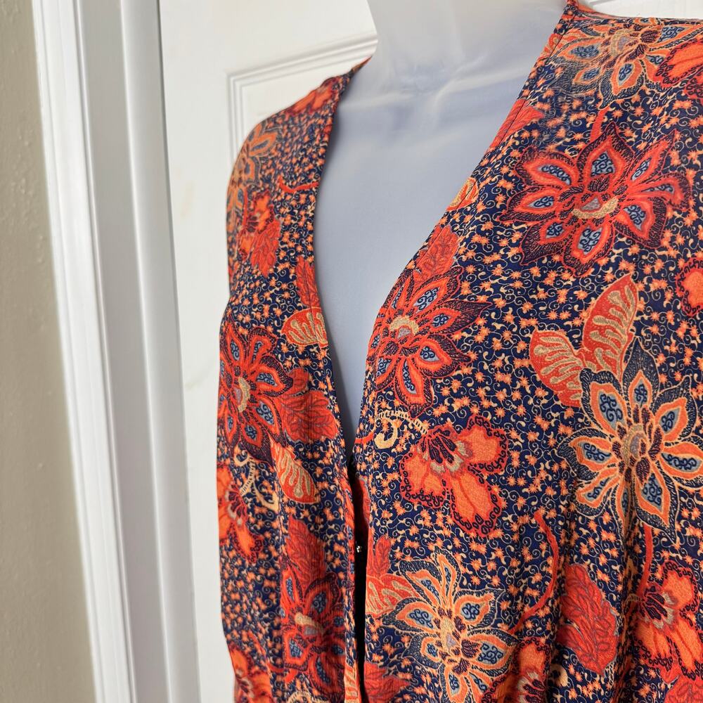 Free People Floral Paisley Mini Dress Surplice Long Sleeve Boho Festival - Picture 5 of 12